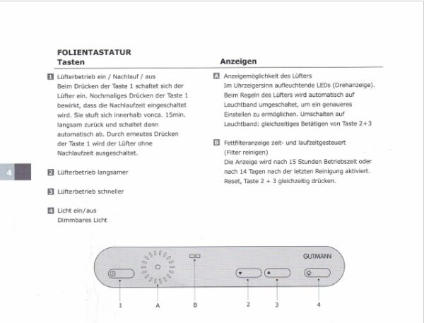 Gutmann Bedienteil Flex Folientastatur, TZ504, 5299600, Nachbau – Bild 7